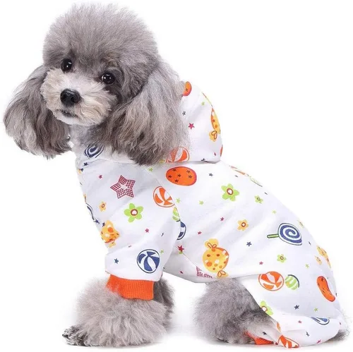 Vista 12 de s-lifeeling Disfraces de perro para chamarra para interiores y exteriores Mermaid Patrón cómodo cachorro pijamas suave perro Jumpsuit Camisa mejor