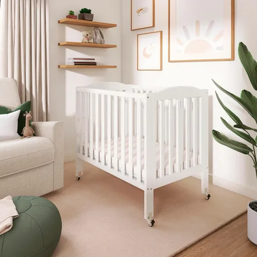 Vista 8 de Dream On Me Cuna lateral estacionaria plegable 3 en 1 en blanco, certificado Greenguard Gold, mini cuna