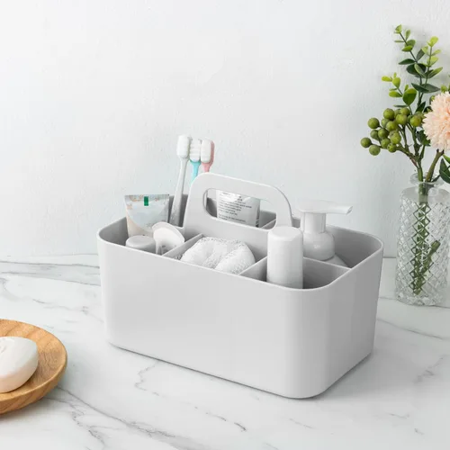 Vista 6 de Tiawudi Paquete de 2 Organizadores Caddy con Asa, Caddy de Plástico Portátil, Organización de Almacenamiento para Limpieza, Baño, Maquillaje, Arte