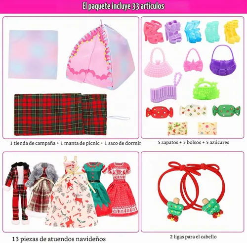 Vista 2 de 33 piezas de moda para muñecas de invierno y accesorios para muñecas