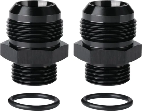 Vista 29 de 4AN macho a 4AN ORB con junta tórica Boss adaptador de riel de bomba de combustible de aluminio negro