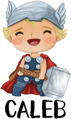 Vista 5 de Impresión personalizada de bebé Thor Boy acuarela superhéroe guardería sin marco