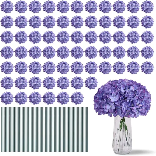 Vista 57 de Flores de hortensias artificiales rosa polvoriento, 10 cabezas de flores de seda de hortensia falsas para centros de mesa de boda, ramos de 10