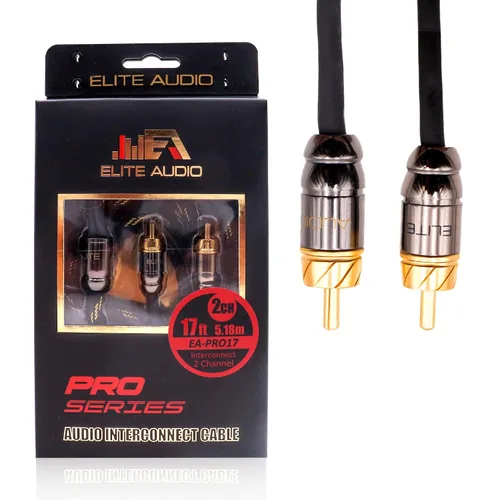 Vista 11 de Elite Audio Serie Pro 3 pies. Cable corto de audio para carro RCA de 2 canales - Triple blindaje, conectores de latón, cobre libre de oxígeno, cable