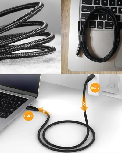 Vista 7 de Elfesoul - Cable USB C a USB C, cable USB-C 3.2 de 1.65 pies, 100 W, 4K UHD, 20 Gbps