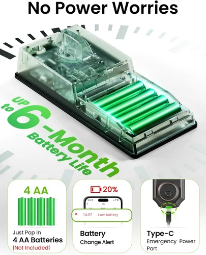 Vista 5 de GHome Smart cerradura inteligente para puerta KD30, cerrojo inteligente con huella dactilar para puerta delantera, cerradura de puerta de entrada