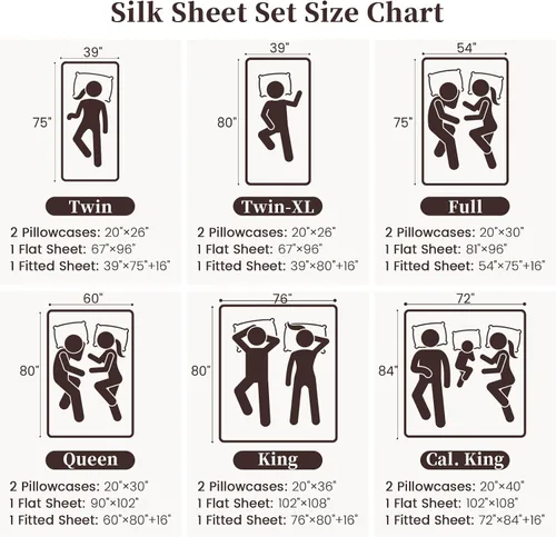 Vista 8 de THXSILK Juego de sábanas de seda de 4 piezas, sábanas de seda de morera 100% natural de grado superior 6A+, juegos de ropa de cama de lujo, ultra