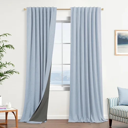 Vista 36 de KOUFALL - Cortinas de medio estilo francés de lino para ventana, juego de 2 cortinas cortas de 40 pulgadas de longitud, para privacidad, cortinas