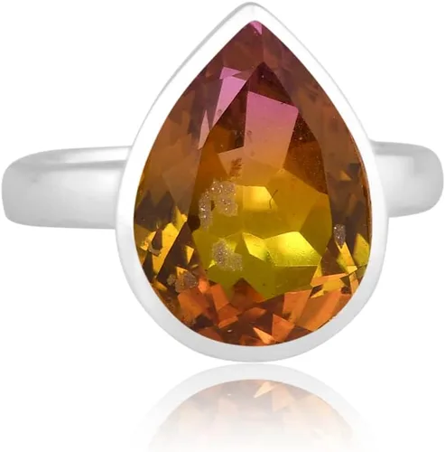 Vista 30 de PANOPLY Bio Pink Doublet Quartz Solid 925 Sterling Silver Ring for Women