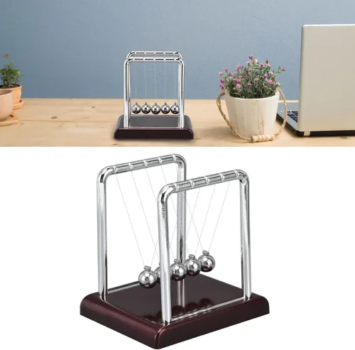 Vista 8 de Ejoyous Bola de equilibrio de Newton, bolas de péndulo de ciencia de física oscilante, juguete de movimiento de escritorio para decoración