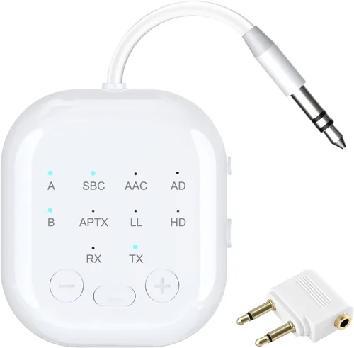 Vista 7 de Receptor transmisor Bluetooth, adaptador de audio Bluetooth para avión, transmisor inalámbrico para TV, gimnasio, Aptx HD, audio de baja latencia