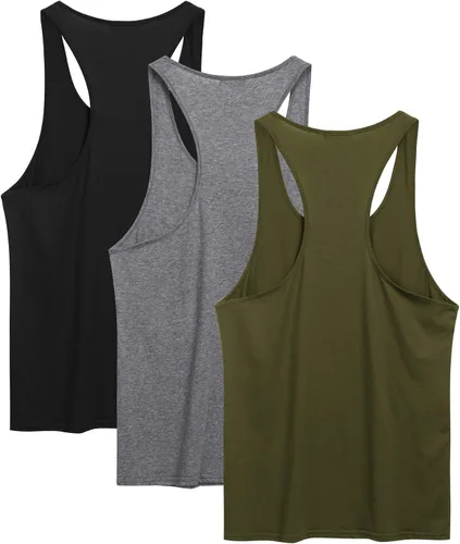 Vista 6 de COOFANDY Paquete de 3 camisetas sin mangas de algodón para hombre, sin mangas, estilo casual, clásicas