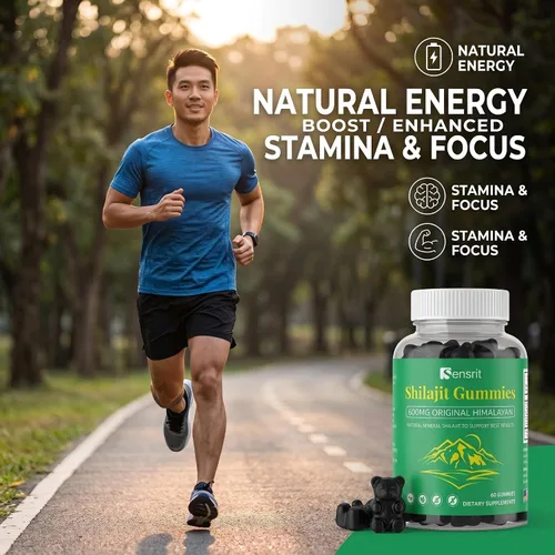 Vista 3 de Shilajit Gummies 600mg Resina Shilajit pura del Himalaya Energía natural, resistencia, claridad mental y apoyo de vitalidad para hombres