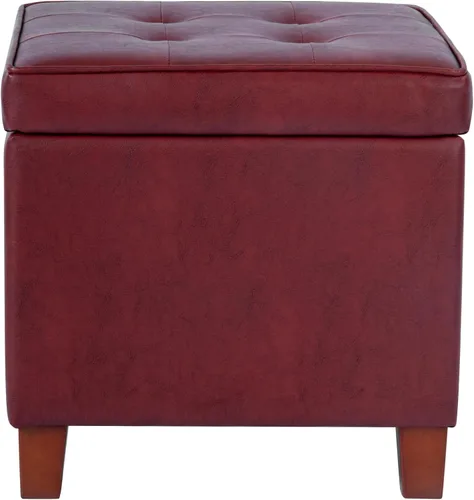 Vista 15 de HomePop Otomana Clásica Cuadrada de Almacenamiento con Tapa Desmontable Otomana con Almacenamiento para Sala de Estar y Dormitorio, Patrón de Negro