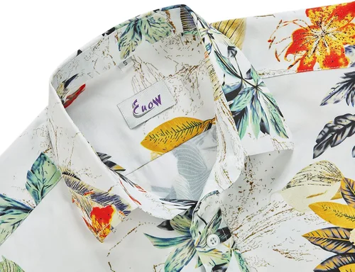 Vista 4 de EUOW - Camisa hawaiana estampada de manga corta para hombre, con botones, de verano, para playa