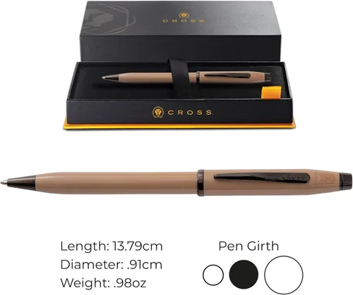 Vista 5 de Cross Century II - Bolígrafo beige terroso, punta media, tinta negra Professional Pen for Everyday Use, Smooth Writing, Comfortable Grip, Metal