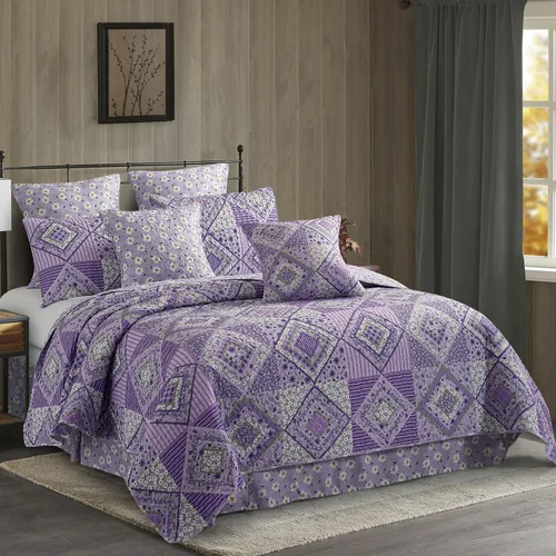 Vista 25 de Virah Bella Juego de ropa de cama King Lodge de 3 piezas, juego de edredón reversible rústico con fundas de almohada decorativas, panel familiar