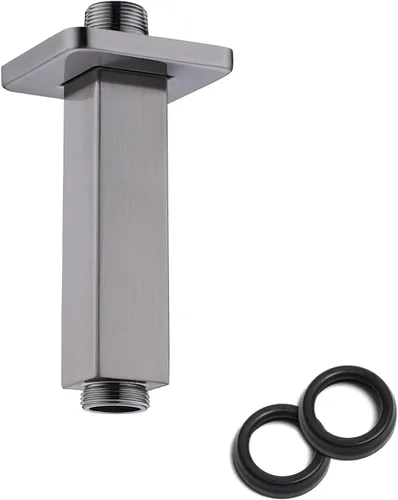 Vista 9 de Brazo de ducha de 4 pulgadas con brida, brazo de extensión de cabezal de ducha cuadrado montado en el techo, brazo recto de 1/2 NPT para cabezal