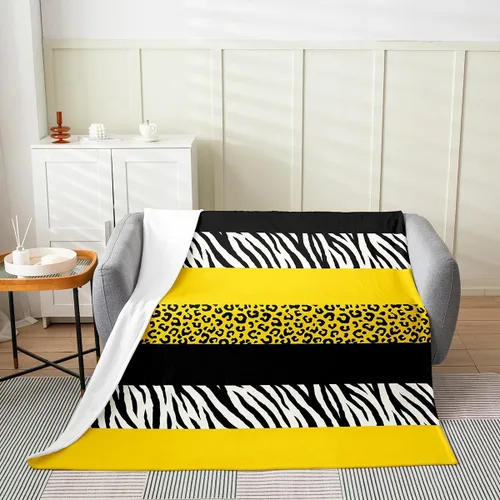 Vista 17 de Leopard Print Throw Blanket,40x50,African Wild Animal Skin Print Fleece Blanket for Teens Adults,Zebra Geometric Stripes Wildlife Tribal