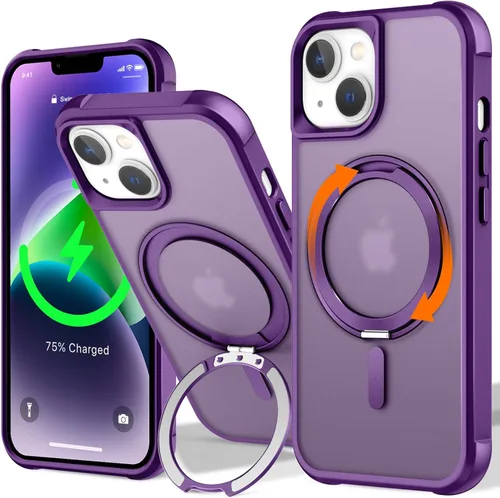 Vista 127 de UMIONE - Funda con diseño de anillo magnético giratorio de 360° para iPhone 11, soporte de bucle invisible integrado, compatible con Magsafe, funda