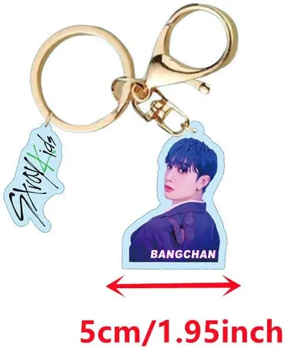 Vista 4 de HAIHUANG Stray Kids - Nuevo álbum MANIAC 8 postales 1 llavero acrílico dorado MANIAC Kpop Merch Set de regalo para colección de fans D208 BangChan