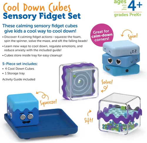 Vista 6 de Learning Resources Cool Down Cubes Juego Sensorial de Juguetes de Jugar - Actividades de Rincón Tranquilo para Niños, Habilidades de Regulación