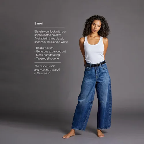 Vista 5 de Jeans Vaqueros de Barril Holgados para Mujer, de Pierna Ancha, de Tiro Medio, Denim Premium