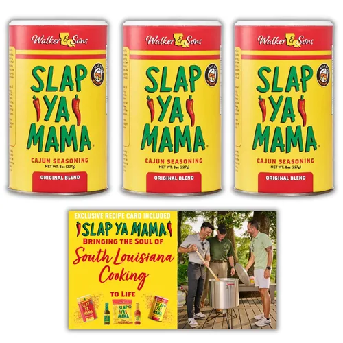 Vista 11 de Slap Ya Mama condimento cajún de Louisiana, paquete de variedad de especias, latas de 8 onzas, 1 mezcla cajún original y 1 mezcla cajún picante