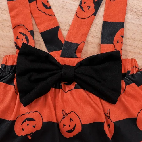 Vista 7 de My First Halloween - Disfraz para bebé niña recién nacida, disfraz de 1er Halloween, con volantes, falda con tirantes de calabaza, 0 a 18 meses