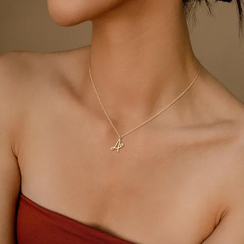 Vista 3 de TEWIKY Initial Necklace for Women Girls, 14k Gold Filled Necklaces Dainty Gold Letter Pendant Necklace Trendy Waterproof Simple Cute Necklaces