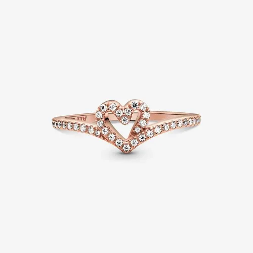 Vista 3 de PANDORA Jewelry - Anillo de corazón brillante para mujer chapado en oro rosa de 14 quilates con circonita cúbica talla 5 Metal precioso Zirconia