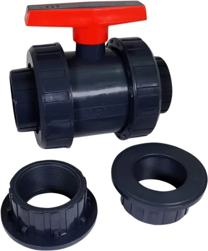 Vista 8 de Midline Valve Válvula de bola de unión verdadera de PVC resistente Manija rosa 1" FIP/Conexiones solvente Plástico gris (482UT100)