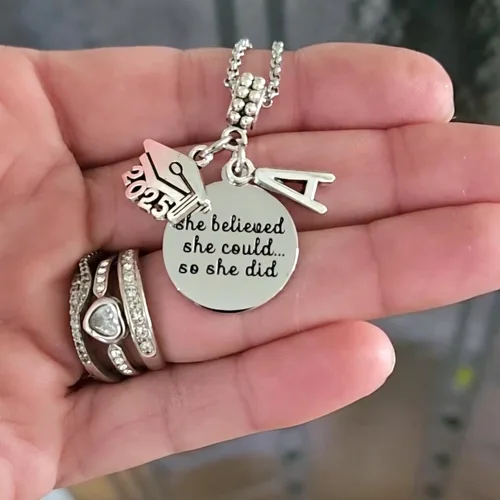 Vista 2 de Custom 2024 2025 Graduation Hat Diploma Charm with Bracelet Necklace Keychain, High School Graduation Jewelry gift for Girls Women