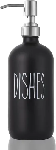 Vista 7 de Dispensador de jabón para platos, dispensador de jabón de manos de vidrio grueso, para fregadero de cocina, bomba de acero inoxidable 304, cocina