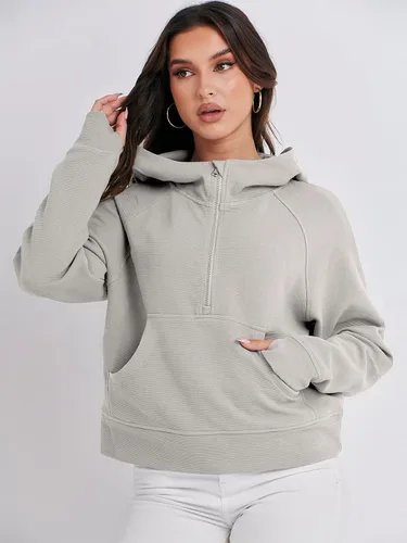Vista 6 de ANRABESS Half Zip Sweatshirts Cropped Hoodies Fleece Womens Quarter Zip Up Pullover Sweaters Fall Outfits 2023 Winter Clothes