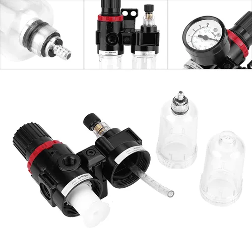 Vista 2 de Unidad de compresor de aire FRL con válvula de drenaje G1/4 Rosca Separador de aceite-agua para herramientas neumáticas
