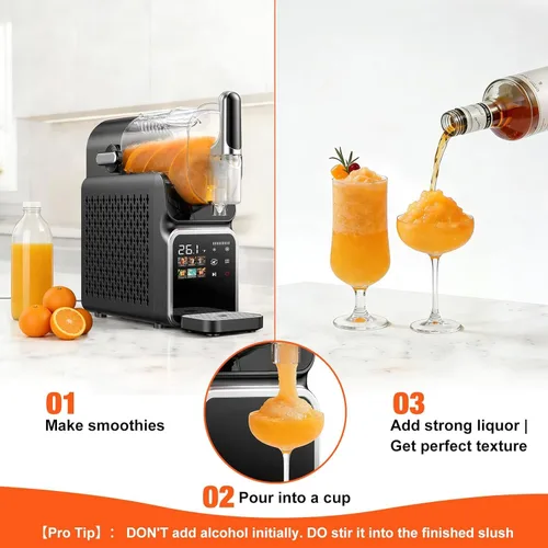Vista 2 de Máquina de granizado sin necesidad de hielo, limpieza automática, 220 W, máquina de bebidas congeladas rápidas con 6 programas preestablecidos