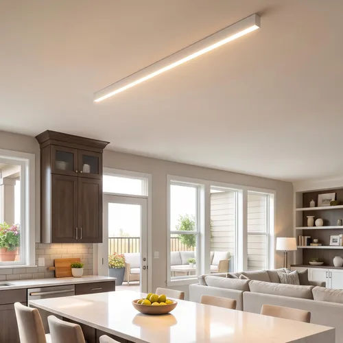 Vista 19 de Lámpara LED de techo negra, moderna y simple, instalación de superficie de techo de tira larga, adecuada para sala de estar, dormitorio, pasillo