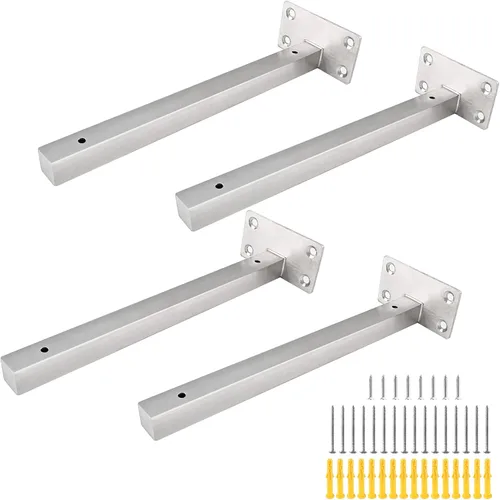 Vista 9 de Luomorgo 4 soportes de estante flotantes de 3 pulgadas, soporte de estante negro resistente, soporte de estante ciego oculto, soportes de estante