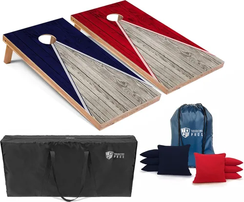 Vista 48 de Tailgating Pros Juego de tablero de Cornhole ligero con diseño piramidal con bolsas de frijoles y estuche de transporte, juego de cornhole