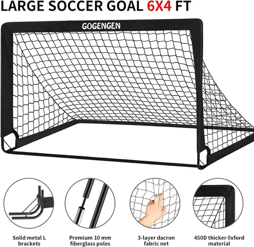 Vista 5 de Soccer Goal, 2 of 6x4 Soccer Goals for Backyard with Soccer Net, Soccer Ball, Target, Cones, Soccer Training Equipment for Toddler Kids Youth