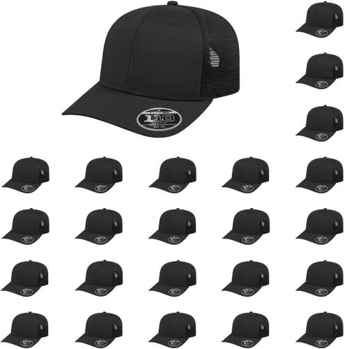 Vista 40 de Cap America i8502 Flexfit 110 Premium - Gorra de camionero de perfil medio con 6 paneles de malla trasera con protección UV y cierre ajustable