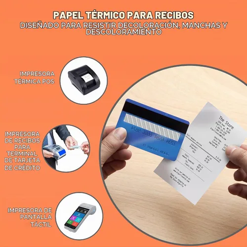 Vista 6 de Papel térmico de 2 1/4 pulgadas x 50 pies (2 rollos), Blanco