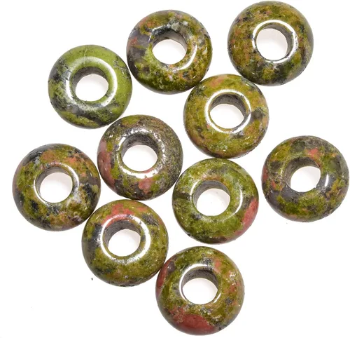 Vista 10 de Cuentas de piedra natural de agujero grande (0.23 a 0.236 pulgadas) pulidas Rondelle cuentas de piedras preciosas europeas para pulseras de dijes