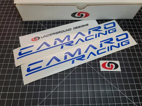 Vista 7 de Camaro Racing Calcomanías (2 unidades) Adhesivos laterales para panel basculante LSX LTX Select Color: (rojo brillante)