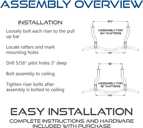 Vista 6 de Ceiling Mount Pull Up Bar with Reversible Risers for 16 and 24 Inch Joists with Optimum Grip Spacing by Ultimate Body Press