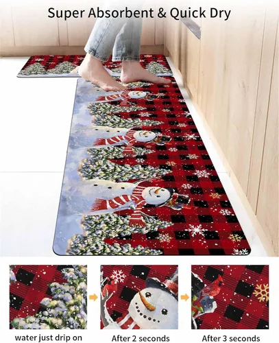 Vista 4 de Buffalo - Tapete de baño con diseño de muñeco de nieve para bañera, antideslizante, de secado rápido y absorbente, de tierra de diatomeas, fregadero