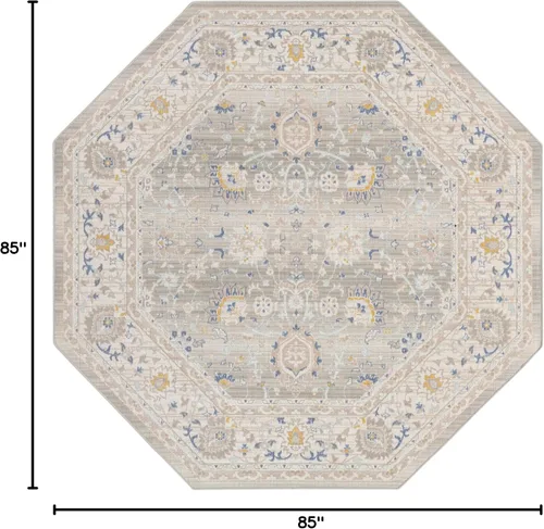Vista 3 de Unique Loom Whitney Collection - Alfombra tradicional con borde (7 pies x 7 pies octagonal, gris nube)
