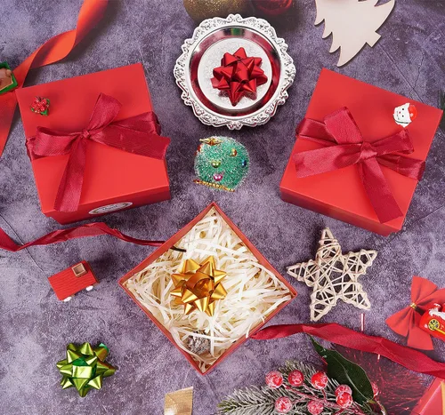 Vista 4 de Elephant-package Paquete de 12 cajas de regalo pequeñas con tapas, cajas de regalo rojas con cinta para Navidad, día de San Valentín, embalaje