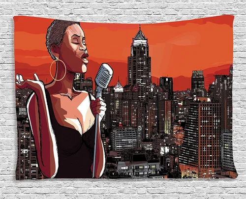 Vista 14 de Ambesonne Tapiz de paisaje, paisaje primaveral con prado por la montaña y el cielo, impresión vívida de la naturaleza, para colgar en la pared